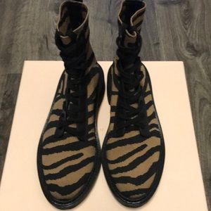Loeffler Randall Brady knit tiger print boots